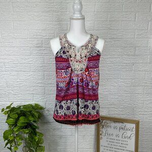 Women's PL New Directions tank blouse pink boho